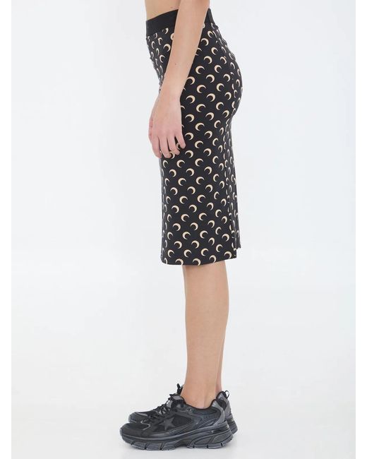 MARINE SERRE Black Moon-Print Midi Skirt