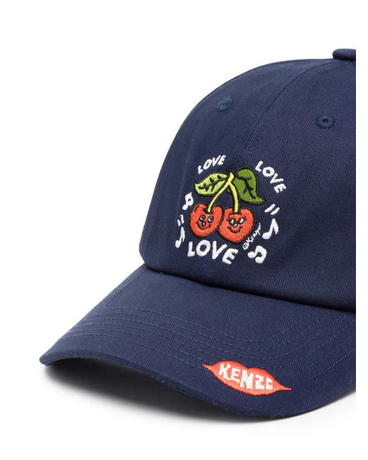 KENZO Blue Embroidered Cap for men