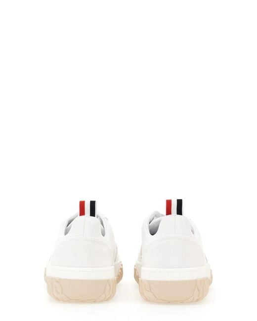 Thom Browne White Cotton Canvas Sneaker for men