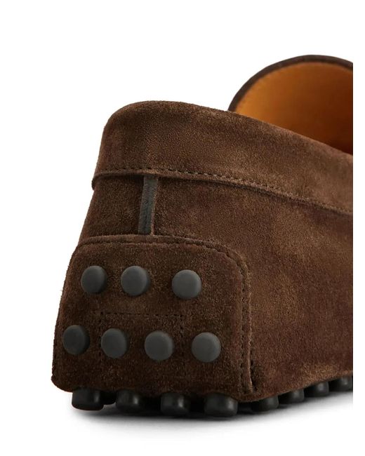 Tod's Brown Gommino Suede Loafers With Lace for men