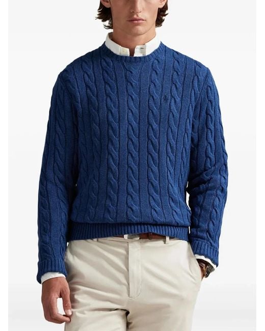 Polo Ralph Lauren Blue Cable-Knit Cotton Jumper for men