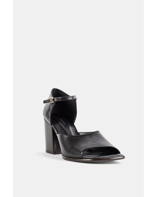 Lemaire White Sandale À Talon Bloc En Cuir Végétal Brillant Square Heeled 80 Noir