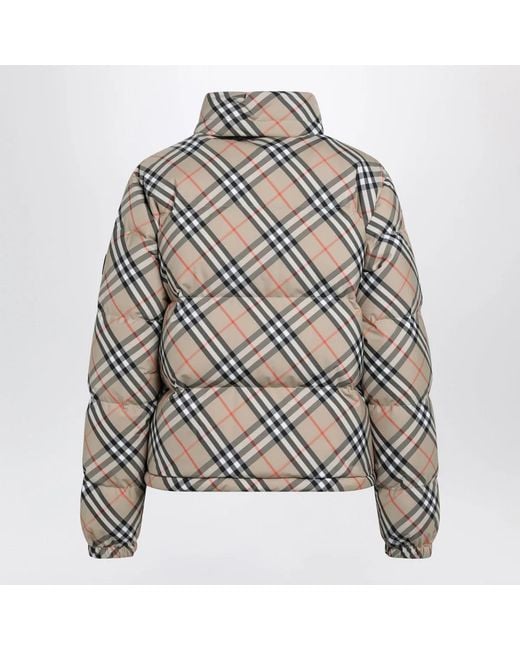 Burberry Gray Sand Check Ambleside Down Jacket