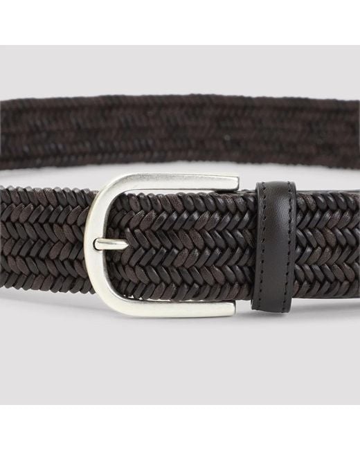 Canali Black Leather Belt for men