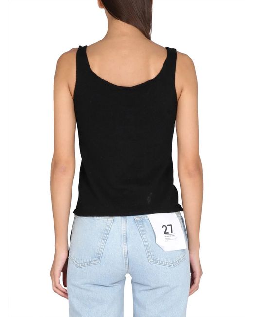 Aspesi Black Cotton Tops
