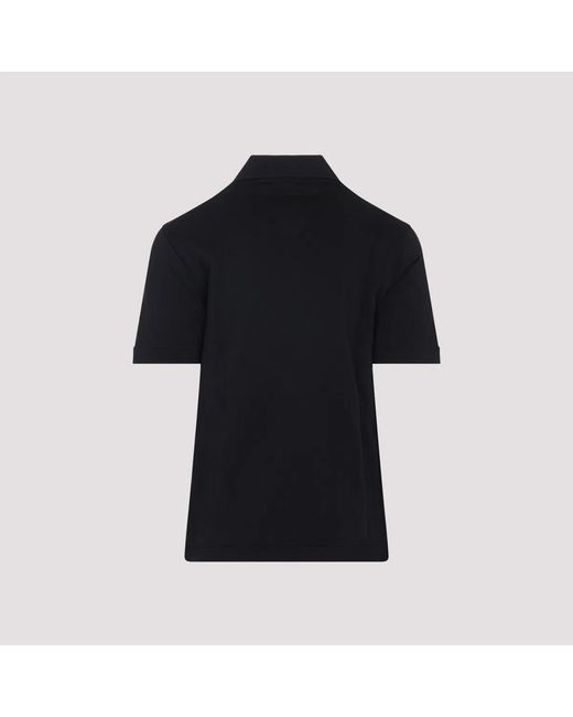 Jil Sander Black Ss Polo With Knitted Collar for men