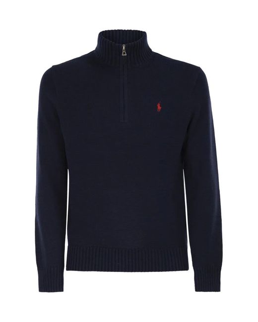 Polo Ralph Lauren Blue Cotton Jumper With Zip Fastening for men
