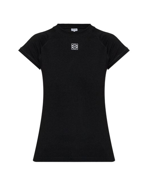 Loewe Black Anagram-Embroidered Raglan-Sleeve T-Shirt