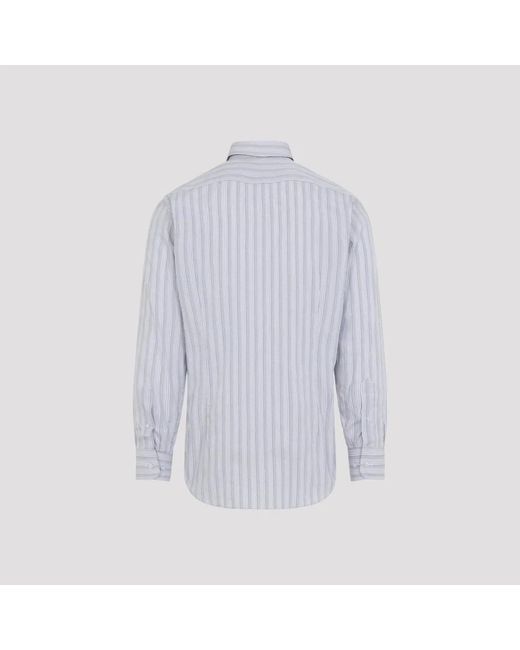 Etro Blue Light Roma Logo Cotton Shirt for men