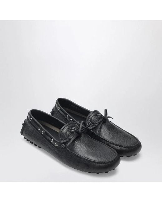 Prada Black Grid Leather Loafers for men