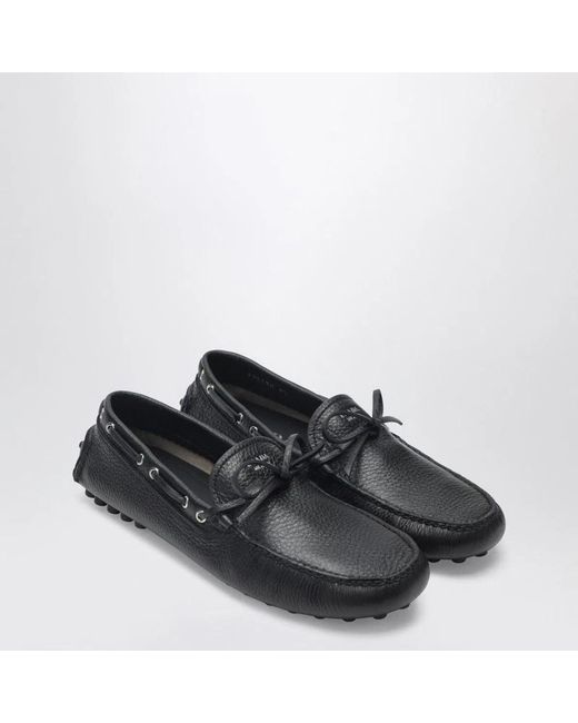 Prada Black Leather Loafers With Strap for men