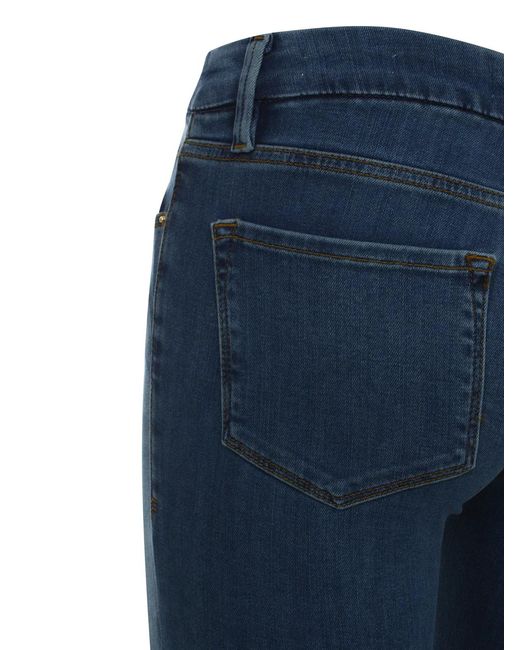 FRAME Blue Cropped Mini Boot Trousers