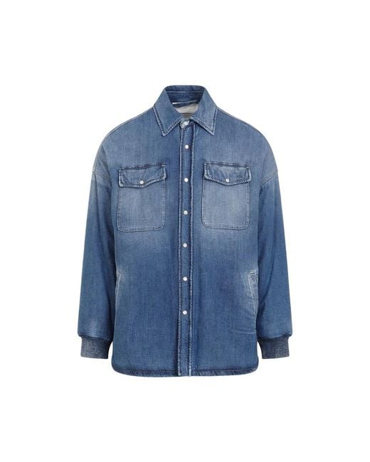 McQueen Blue Quilted Denim Shirt for men