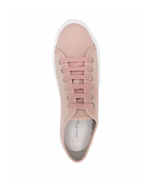 Ferragamo Pink Mediterr Eco Logo Sneakers
