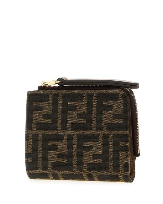 Fendi Black Embroidered Canvas Wallet