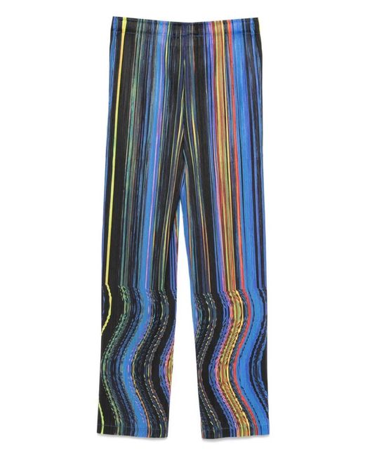 Pleats Please Issey Miyake Blue Pleats Please By Issey Miyake Warp Trousers