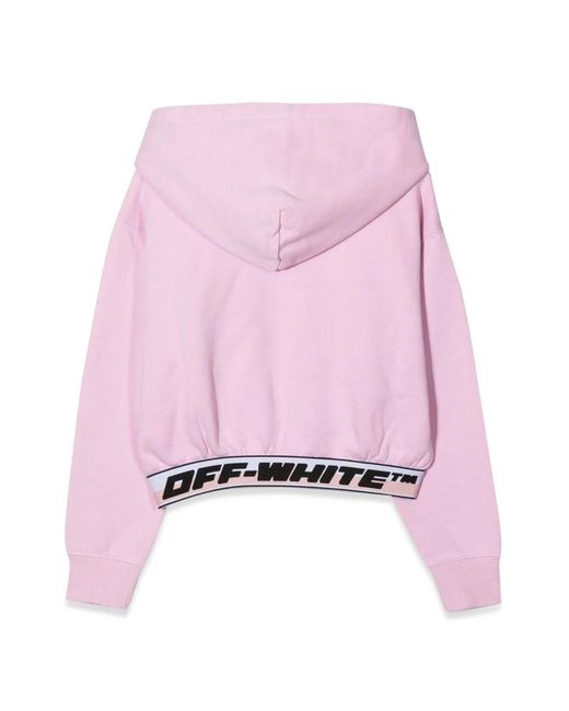 Off-White c/o Virgil Abloh Pink Logo Band Hoodie Crop