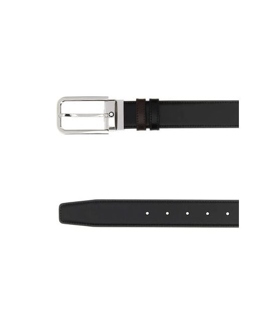 Montblanc Black Leather Reversible Belt for men