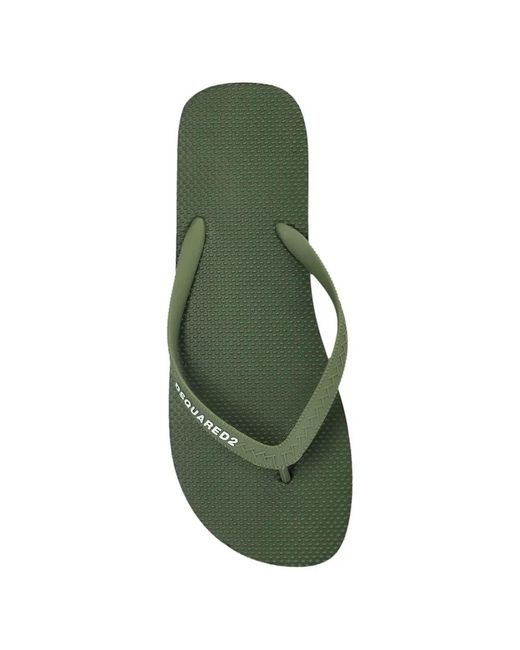 DSquared² Green Thong Flip-Flops With Logo for men
