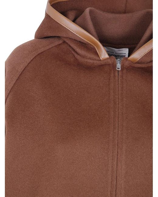 Semicouture Brown Double Wool Hooded Bomber Jacket