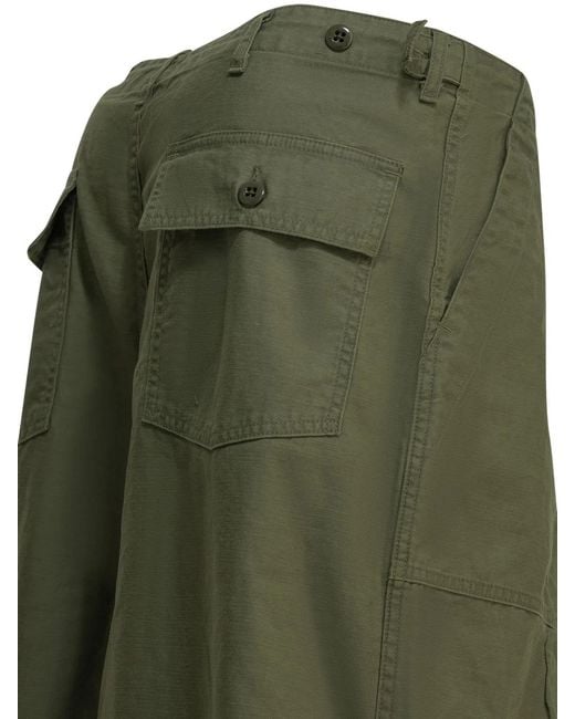 Needles Green Fatigue Cotton Parachute Pants for men