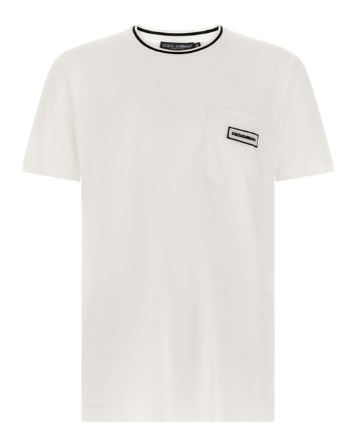 Dolce & Gabbana White Dolce & Gabbana Logo Pocket T-Shirt for men