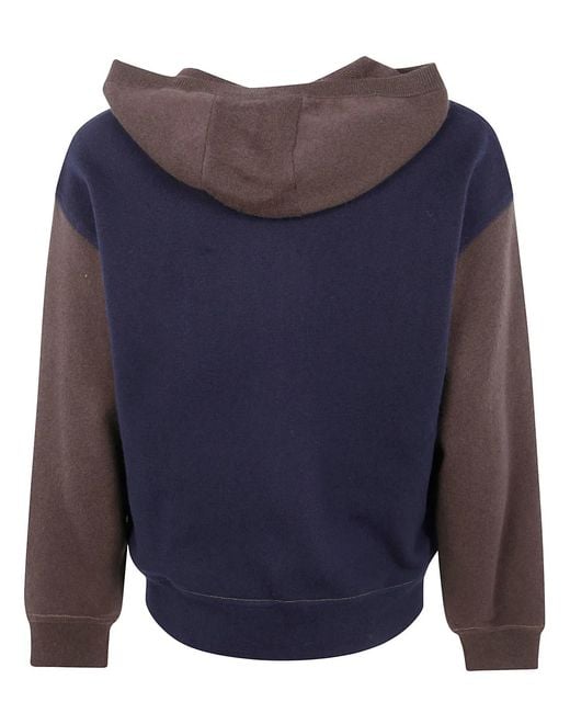 Emporio Armani Blue Hooded Bicolor Sweater for men