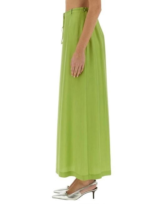 Alysi Green Long Silk Skirt