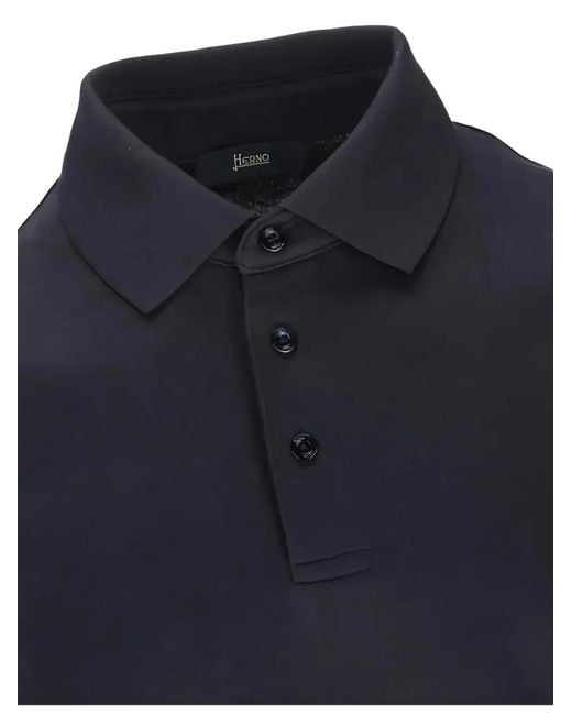 Herno Blue Cotton Polyester Short Polo for men