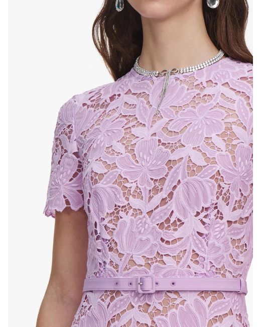 Self-Portrait Pink Lace Midi Dress