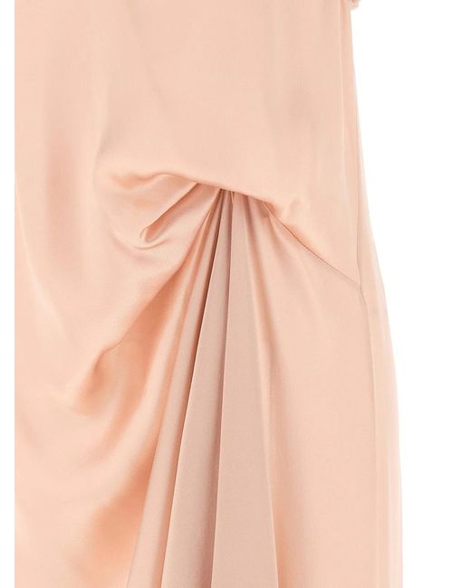 Maison Margiela Pink 'Silk Lace Slip Midi Dress' Dress