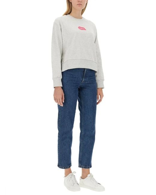 A.P.C. White Sweatshirt With Logo
