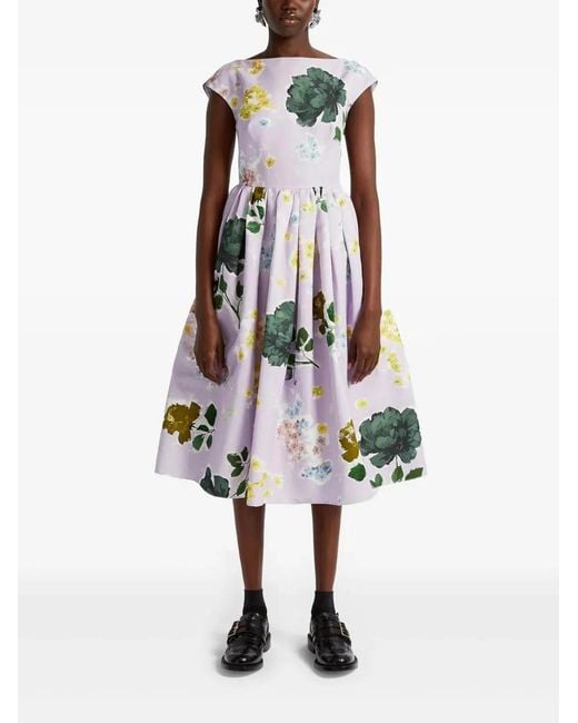 Erdem White Vestido Margot Flores Escote B