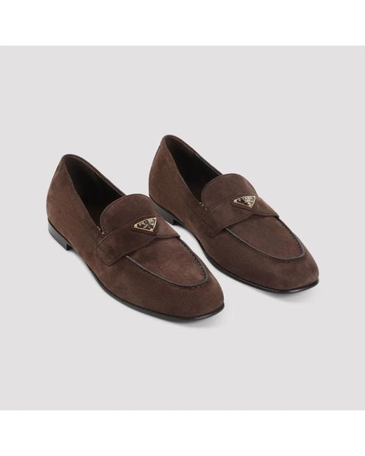 Prada Black Dark Suede Loafers