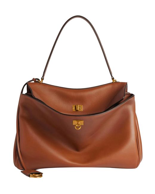Balenciaga Brown New Rodeo Top Handle M Calf Leather Handbag