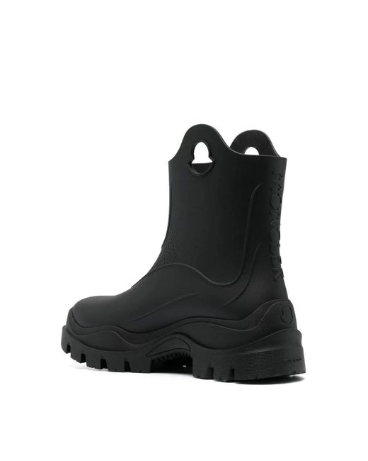 Moncler Black Misty Logo Round Toe Rain Boots