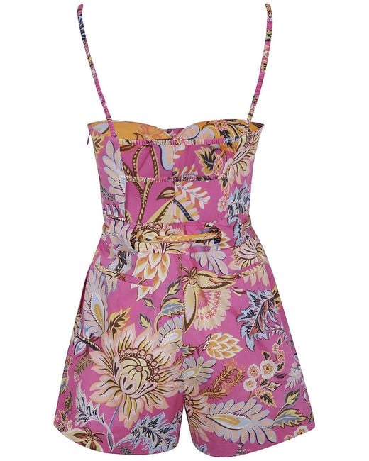 Farm Rio Purple "Ligia Floral" Mini Jumpsuit