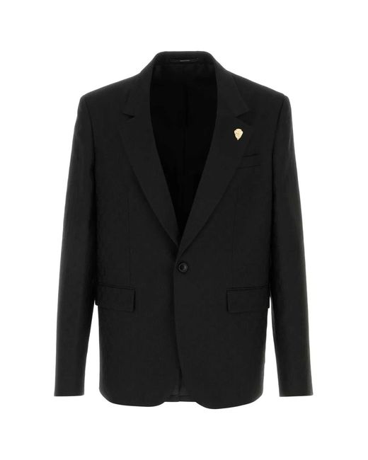 Gucci Black Single-Breasted Gg Wool Blazer for men