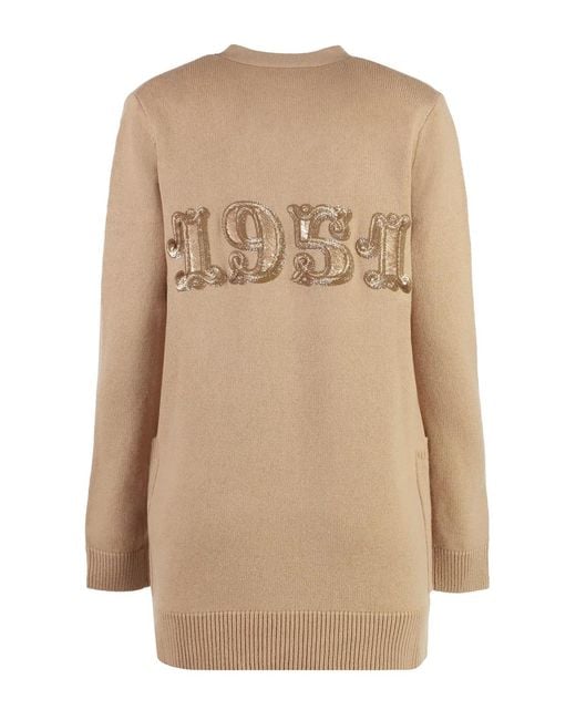 Max Mara Natural Villar Wool And Cashmere Cardigan