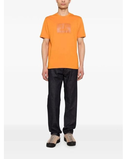 C P Company Orange C.P.Company Logo Tee for men