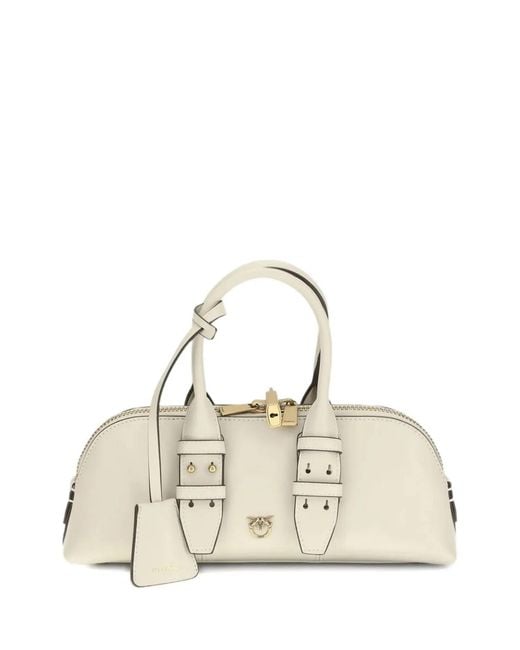 Pinko Natural Leather Bowling Bag Horizontal