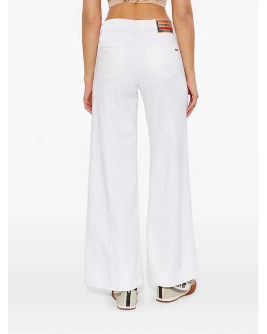 DIESEL White Wide Leg Denim Jeans