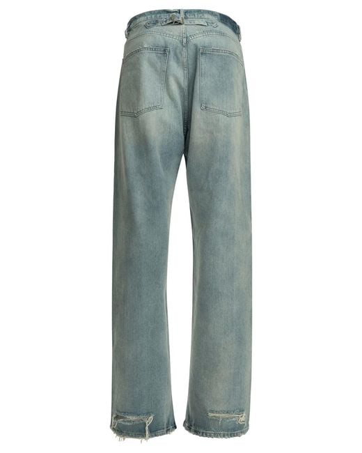 Maison Margiela Blue Straight-Leg Jeans With Buckle for men