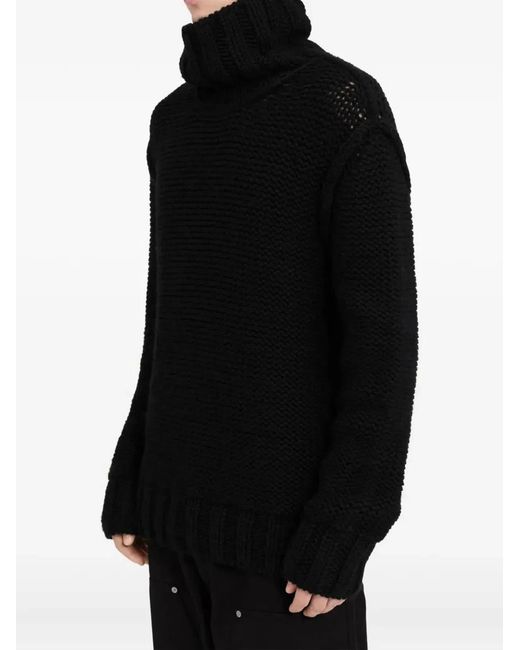 MM6 by Maison Margiela Black Chunky Wool Turtleneck Jumper for men