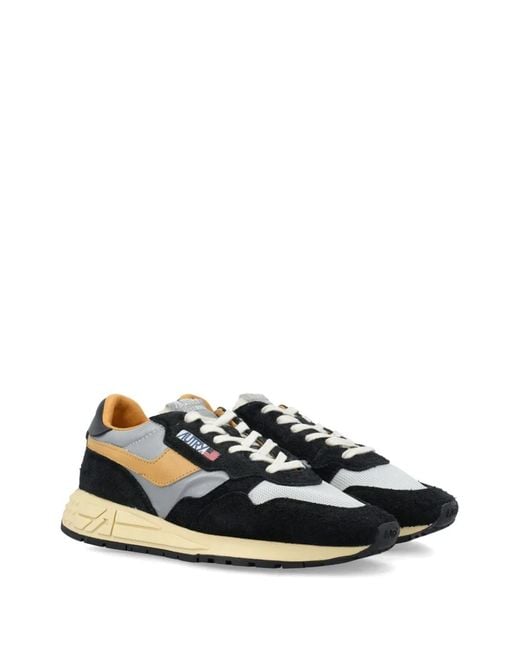 Autry Black Panelled Suede Lace-Up Sneakers for men