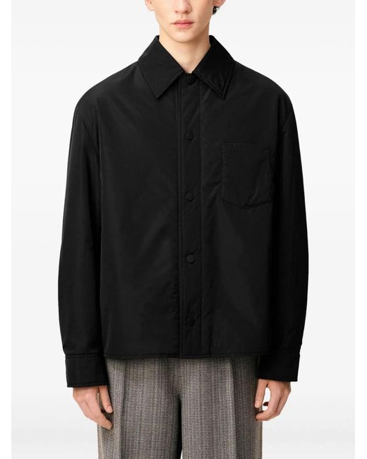 AMI Black Padded Button-Down Overshirt for men