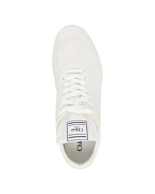 Chloé White Calf Leather Rubber Sneakers