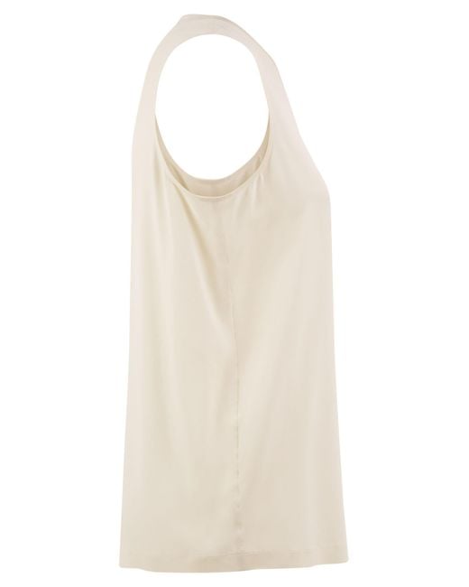 Fabiana Filippi Natural Silk-Blend Sleeveless V-Neck Top