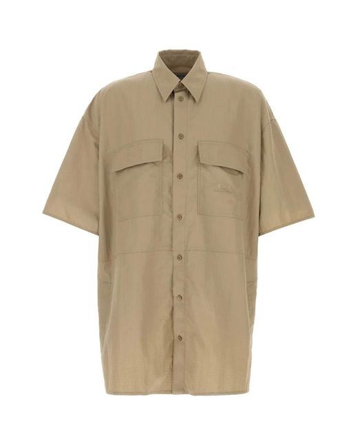 Balenciaga Natural Cappuccino Tech Fabric Oversize Shirt for men