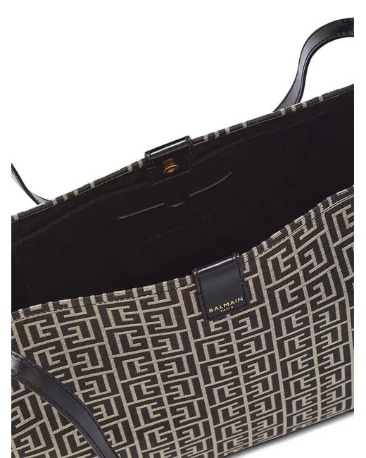 Balmain White Leather Totes Large Open